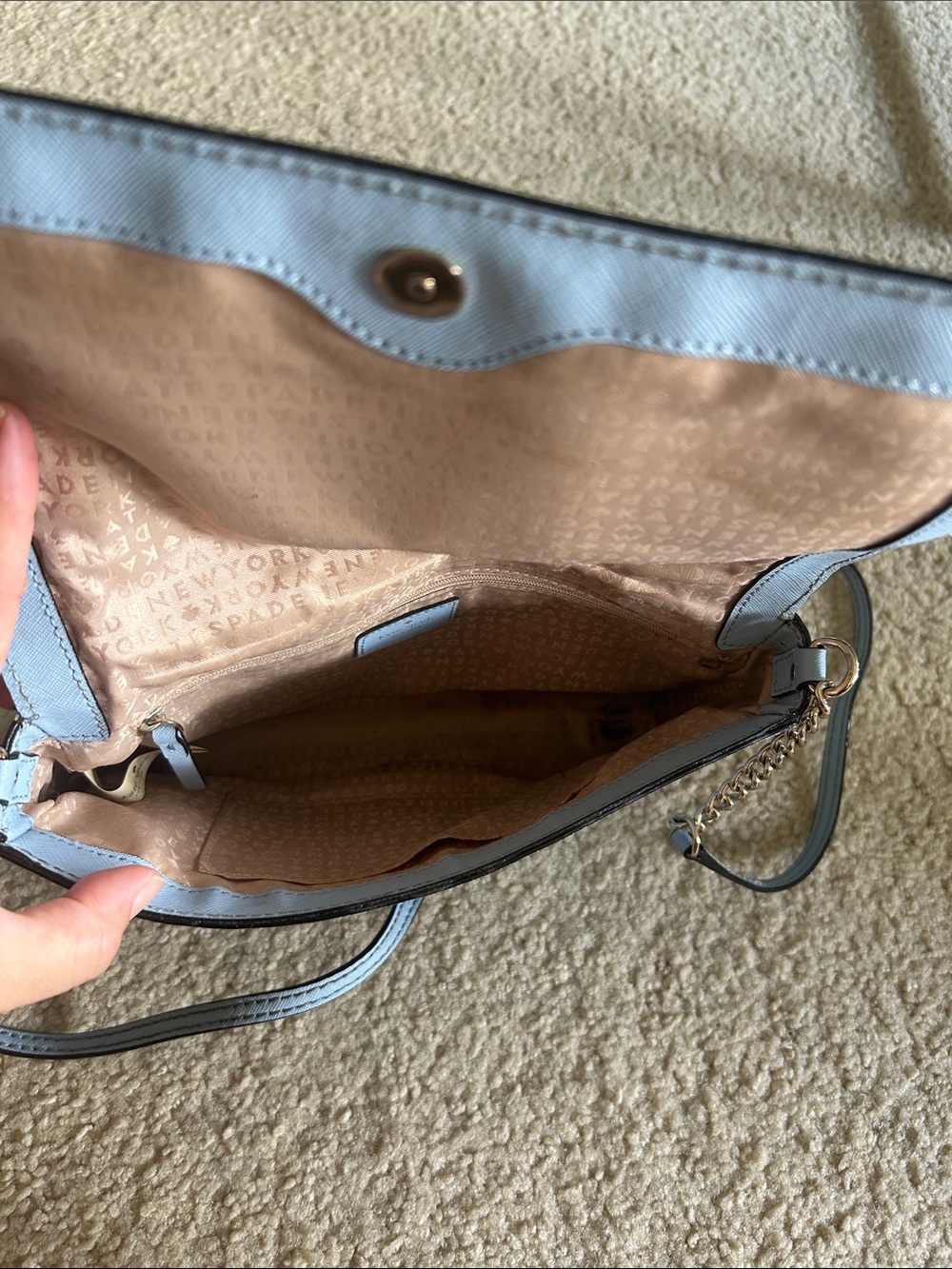 Kate Spade New York Light Blue Crossbody with Silvee Hardware and Logo Accent - Picture 6 of 10
